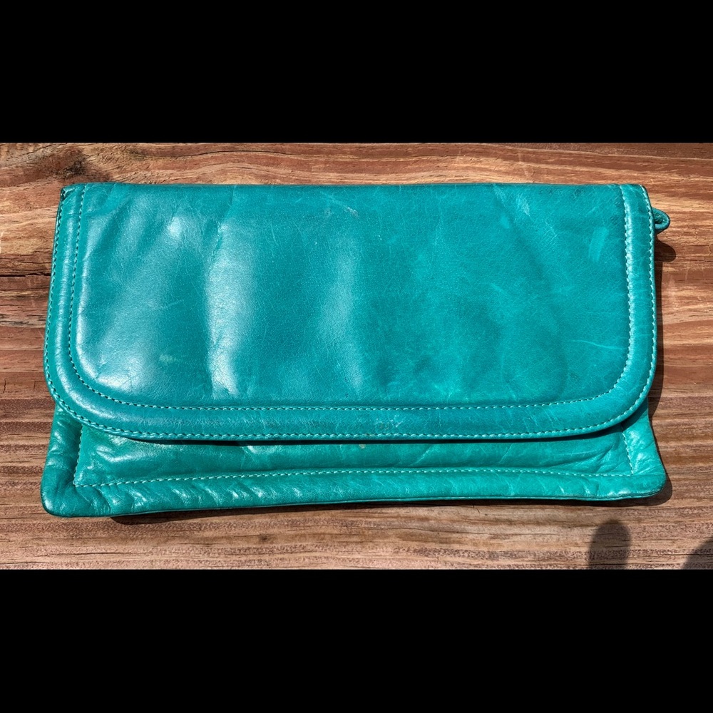 Latico teal green clutch like new